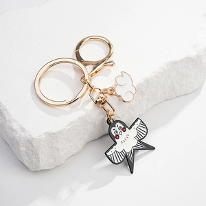 Porte-clés en Métal Hirondelle Nuage de Dessin Animé Mignon Oiseau Cerf-volant Émail pour Sac Femme Pendentif Bijoux