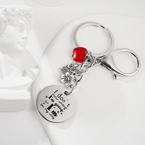 Porte-clés cadeau enseignant en acier inoxydable avec pomme en émail et pendentif hibou