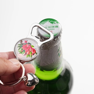 Kardinalvogel Schlüsselanhänger Flaschenöffner aus poliertem Edelstahl mit Metallring