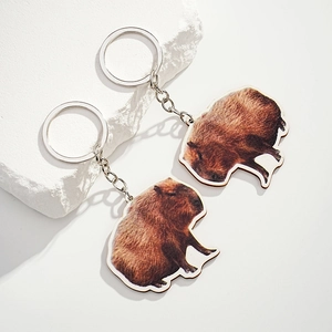 Lot de porte-clés capybara créatifs en bois pour clés de voiture et sacs à main