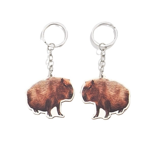 Lot de porte-clés capybara créatifs en bois pour sacs et clés de voiture