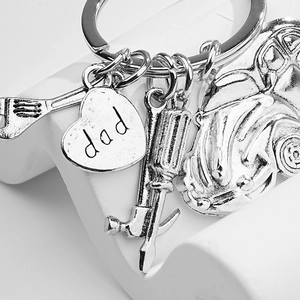 Portachiavi utensili auto in metallo con cuore Dad, martello e cacciavite per Festa Papà