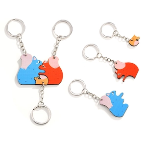 Cartoon squirrel acrylic keychain set with nesting puzzle pieces for kids and family
