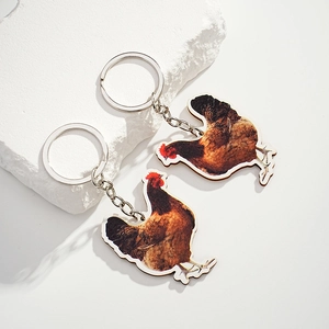 Personalized Chinese Rooster Wood Keychain Realistic Animal Pattern Wooden Pendant Creative Bag Charm Fashion Keychain