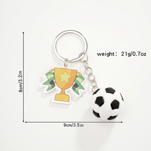 Portachiavi calcio 3D con ciondolo a trofeo in acrilico per souvenir di sportivi