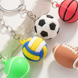 Creative mini sports ball keychains including soccer, basketball, volleyball and tennis