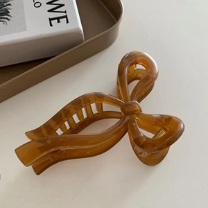 Elegant Large Bow Hair Claw Clip Translucent Plastic Ribbon Shark Clip For Women Girls Thick Hair Accessories Headwear