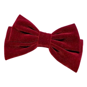 Elegante fermaglio per capelli in velluto rosso scuro con grande fiocco stile vintage