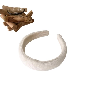Serre-tête épais en peluche blanc crème, accessoire de cheveux en fausse fourrure