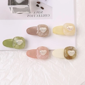Lot de 5 barrettes à cheveux aux couleurs pastel avec texture marbrée et cœurs