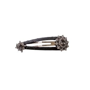 Sparkling rhinestone star hair clip with black fabric wrap for elegant hair styling