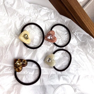 Eleganter Herz Haargummi Harz Elastisches Haarband Leoparden Marmor Muster Strass Eingelegter Kopfschmuck Für Damen Haarschmuck