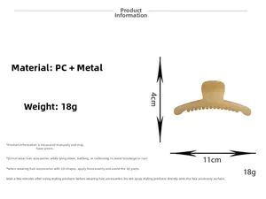Vue détaillée de la pince à cheveux beige de 11 cm avec dimensions et spécifications PC