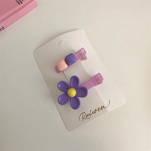 Cute Korean style purple floral hair clips and sweet candy resin hairpins for girls