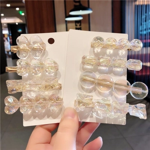 Fermaglio per Capelli a Becco d'Anatra in Acetato di Cellulosa Trasparente Iridescente Stile INS Coreano Fermagli Geometrici a Cuore Cubetto di Ghiaccio Accessori Styling Donna