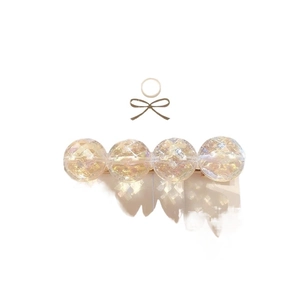 Fermaglio per capelli a sirena con perle iridescenti e base in oro champagne