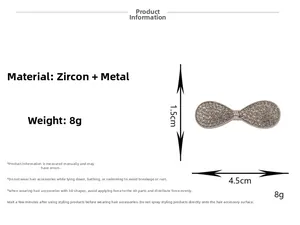 Détail d'une pince à cheveux étoile Y2K avec pavé de zircons, longueur 4.5cm pour femme