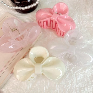 Douce Pince à Cheveux Nœud Papillon en Acrylique Ruban Grande Pince Requin Accessoire de Coiffure Minimaliste pour Femmes Filles Mode Quotidienne
