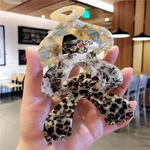 Large Korean Acetate Hair Claw Clips Elegant Leopard Marble Pattern Hair Accessories For Women Thick Hair Styling Hairpins