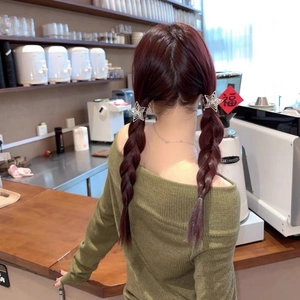 Détail de pinces à cheveux en forme d'étoile évidée argentée sur des tresses au dos