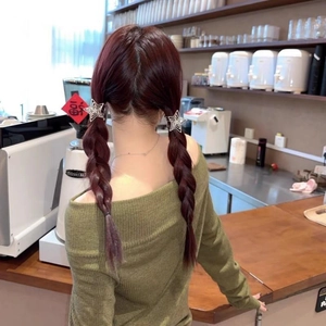 Paire de pinces à cheveux en métal étoile argentée avec strass pour femmes