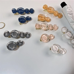 Barrettes à cheveux en résine translucide avec base en métal doré type bec de canard
