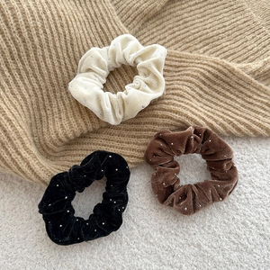 Vintage Velvet Starry Rhinestone Scrunchies For Women Elegant Simple Hair Ties Elastic Hair Band Ponytail Holder Hair Accessories