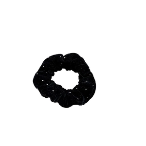 Elegant black velvet scrunchie with sparkling rhinestones for women hair styling