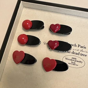 Lot de 6 barrettes minimalistes rouges en forme de cœur et de pois avec lettrage doré