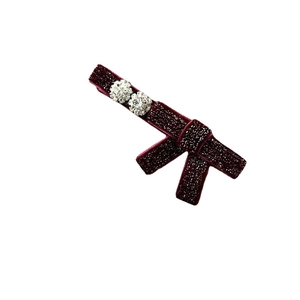 Elegante fermaglio per capelli in velluto rosso vino con fiocco e strass di lusso