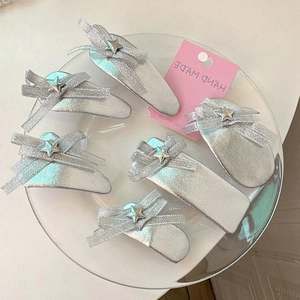 Série Argent Barrettes à Cheveux Fait Main Nœud Étoile Style Y2K Clips Géométriques en Similicuir Accessoires de Coiffure pour Femmes