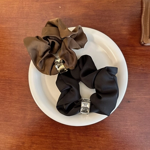 Elegant Satin Fabric Scrunchie With Rhinestone High Elasticity Hair Tie Fashion Ponytail Holder For Women Hair Accessories