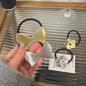 Set di elastici per capelli in metallo con fiocco e stella in oro e argento