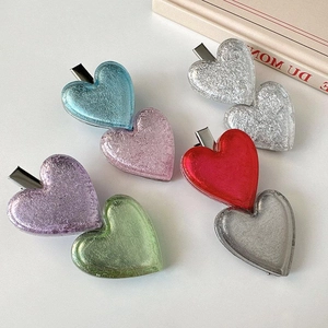Pince à Cheveux Forme de Cœur Texture Pailletée Alliage Style Coréen Y2K Bec de Canard pour Femmes Accessoires Cheveux