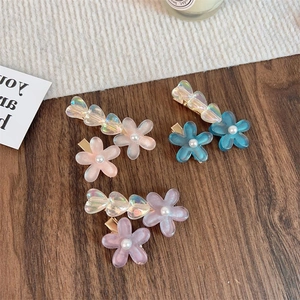 Süße Blumen Herz Haarklammern Irisierend Harz Künstliche Perle Entenschnabel Clips Für Damen Mädchen Koreanischen Stil Haarschmuck