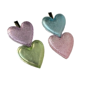 Lot de barrettes à cheveux vintage en forme de cœur avec finition nacrée pailletée