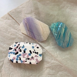 Niche Acetate Spring Hair Clip Retro Geometric Emerald Cut Marble Terrazzo Starry Side Clip Hair Accessory For Women