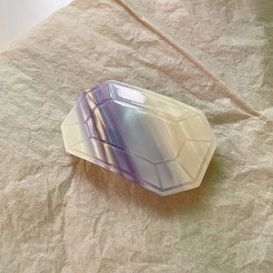 Blue acetate spring hair clip with star pattern and octagonal purple beige gradient finish