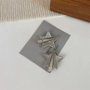 Barrettes étoile Y2K scintillantes argentées avec paillettes et pince en métal robuste