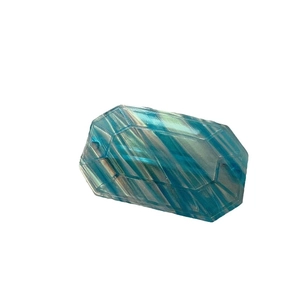 Blue marble texture acetate spring hair clip with faceted geometric design for women