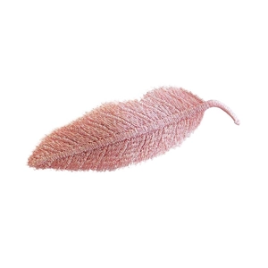 Elegant pink embroidered leaf feather hair clip for women with detailed texture and craftsmanship