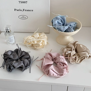 French Sweet Satin Bowknot Large Scrunchies Elegant Solid Color Ribbon Bow Hair Rope Hair Ties For Women Hair Accessories
