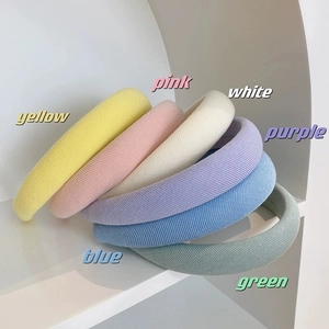 Knitted Fabric Thickened Sponge Headband High Skull Top Hair Hoop Solid Color Wide Headwear For Women Daily Fashion Accessories