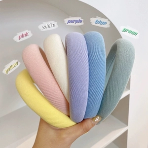Set of colorful high-crown sponge headbands in ribbed knit fabric for women