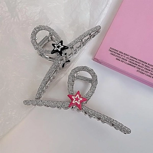 Grande Pince à Cheveux Étoile en Alliage Métallique pour Femmes Argent Texturé Élégant Sweet Cool Y2K Accessoires