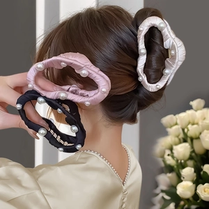 Pince À Cheveux Élégante En Satin Et Künstliche Perles Pour Femmes Grande Pince À Cheveux Nuage Coréenne Pour Coiffage