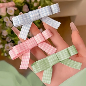 Pince à Cheveux Nœud Vichy Doux Frais Plaid Ruban Pince Croco pour Femmes Filles Mignon Accessoire Cheveux Quotidien