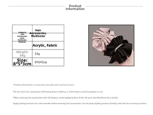 Spécifications détaillées des pinces à cheveux en tissu plissé avec taille et poids