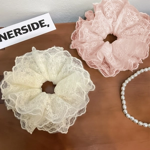 Dolci Elastici per Capelli in Pizzo e Rete per Donna Ricamo Floreale Fatto a Mano Fasce Elastiche Copricapo Mesh Retro Francese