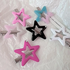 Dopamin Bunte Verlauf Pentagramm Stern Haarklammern Süße Y2K Metall PC Entenschnabel Clips Für Mädchen Damen Haarstyling